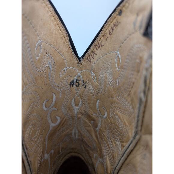 Goodrubber Western Boots Mens Sz 5.5 White Black Quincy Sea Turtle Print Cowboy - Picture 4 of 4